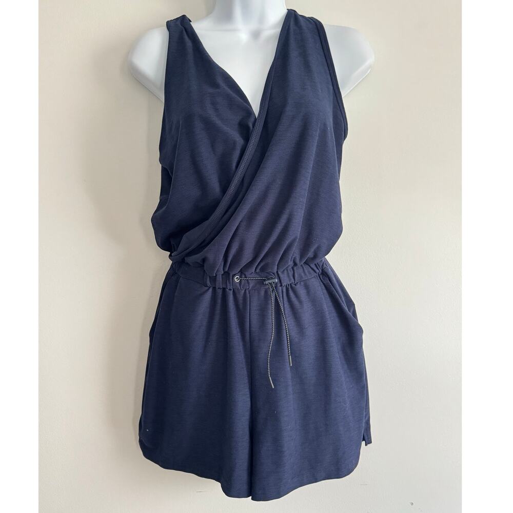Old‎ Navy Active Romper XS Navy Blue Crossover Tank Drawstring Waist Breathe ON